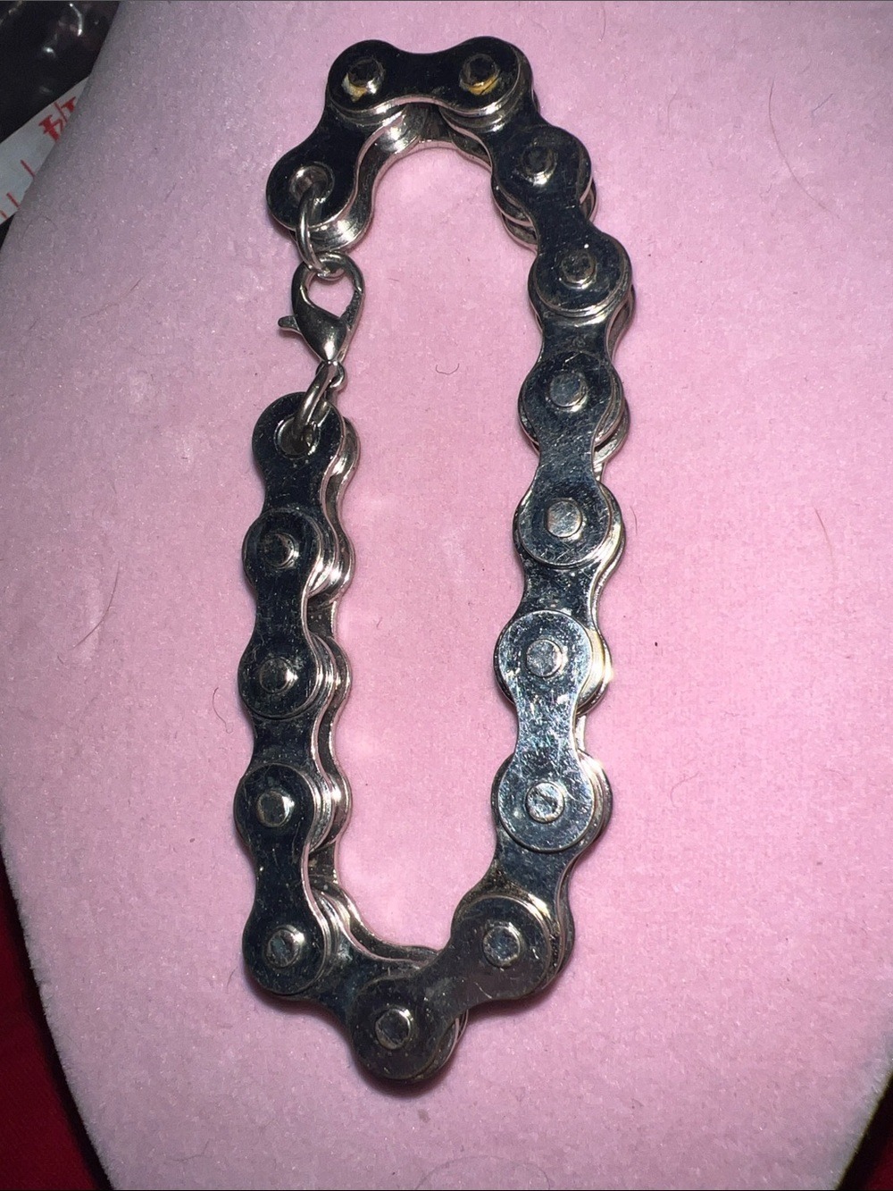 Biker Chain Link Bracelet in Shiny Silver Color 9”. (J0061)
